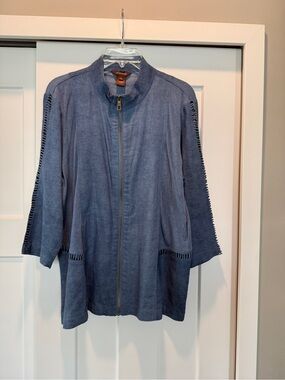 Multiples Blue Lightweight Zip-Front Jacket-size L-like new